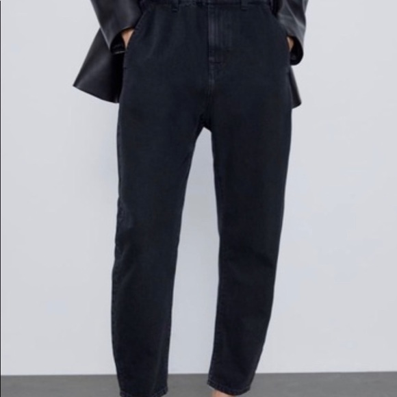 zara black paper bag baggy denim - Picture 6 of 12